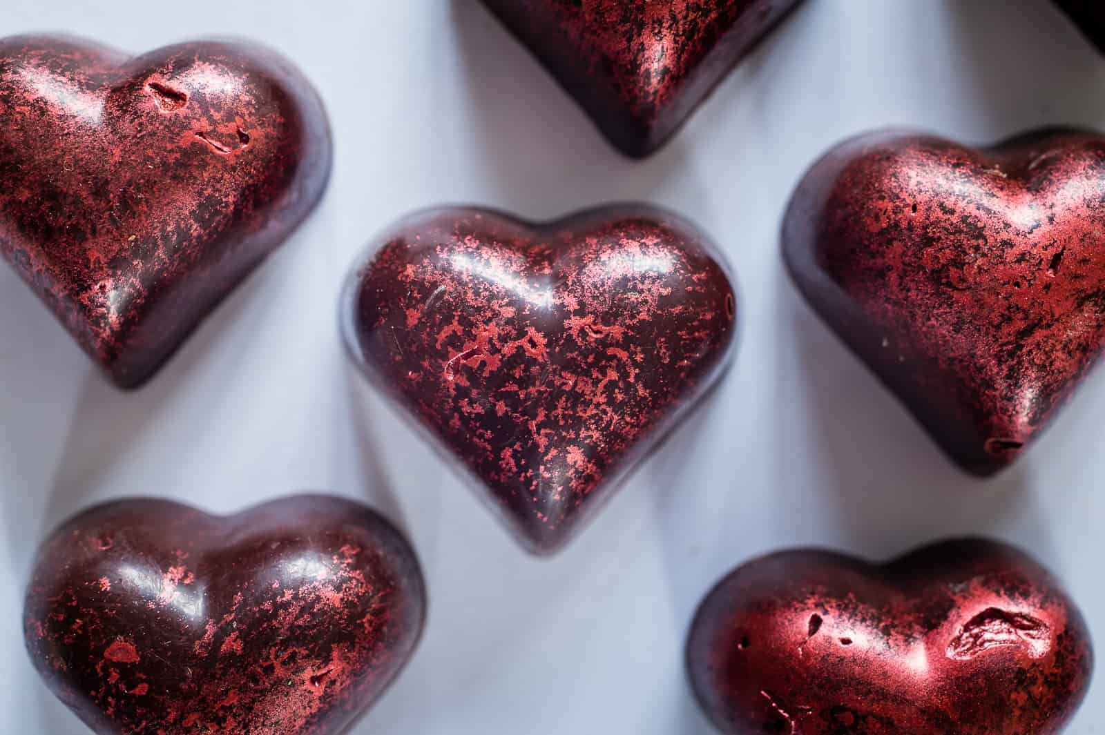 metallic red Valentine Heart Chocolate candies