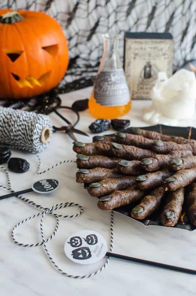 a plate of raw witches fingers for Halloween
