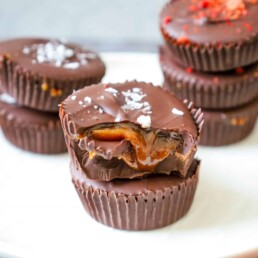 stack of caramel filled Chocolate Candy Cups