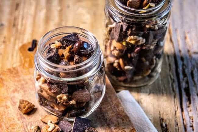 two jars filled with healthy trail mix