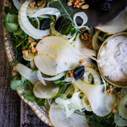 Pear and fennel salad on a plate