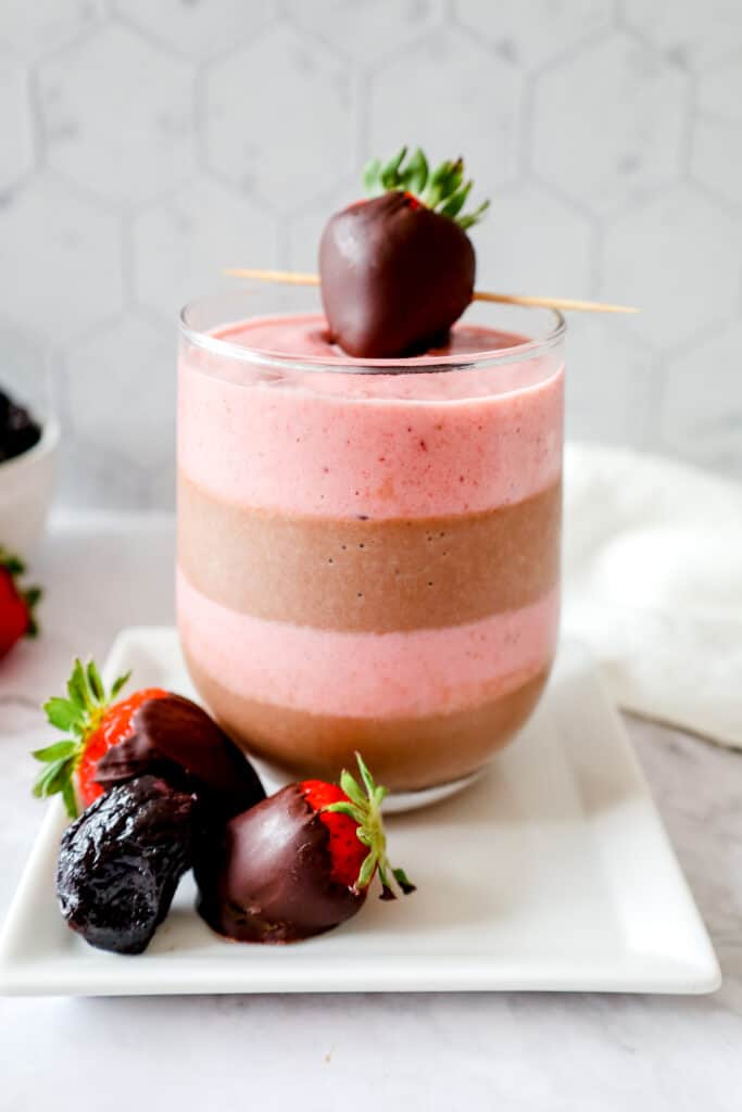 Chocolate + Strawberry Layered Smoothie | Recipe and photos by Alison Needham