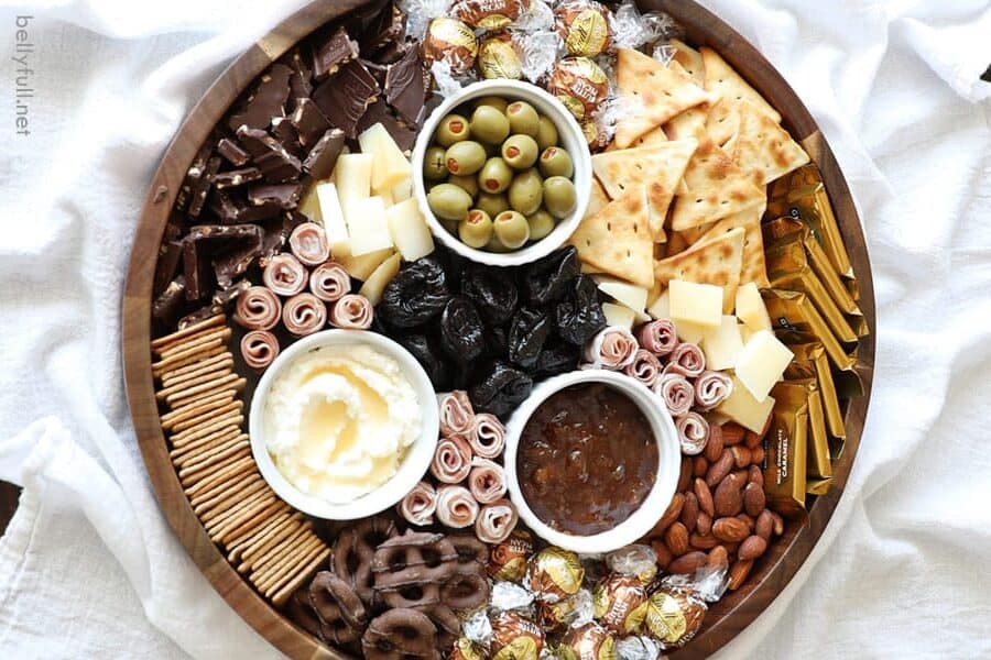 Fall Charcuterie Board from Belly Full with sweet and salty snacks