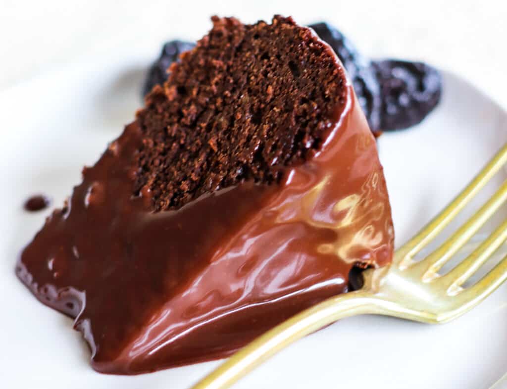 a slice of Gluten and grain free chocolate fudge cake
