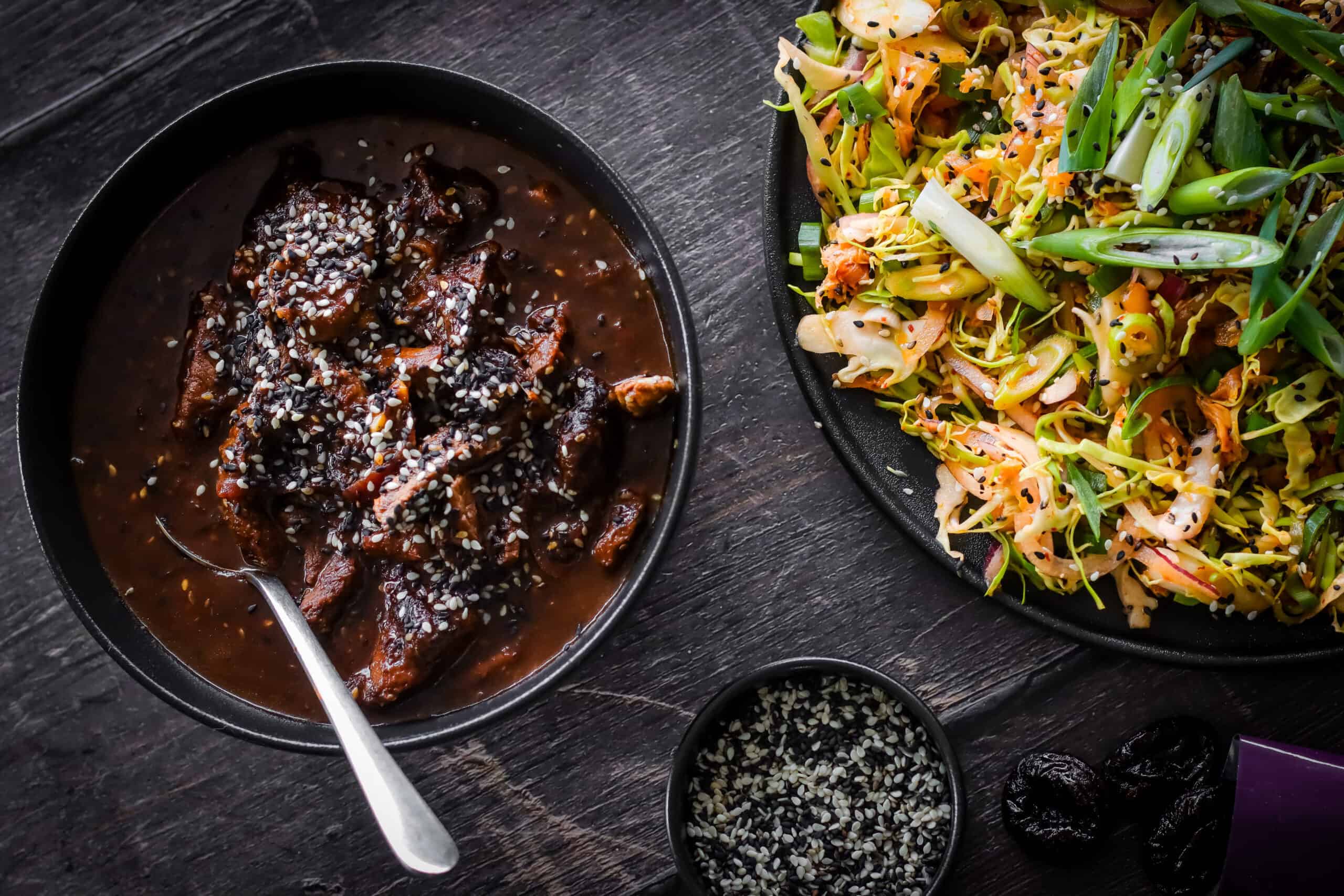 Korean Style BBQ Beef with Kimchi Slaw