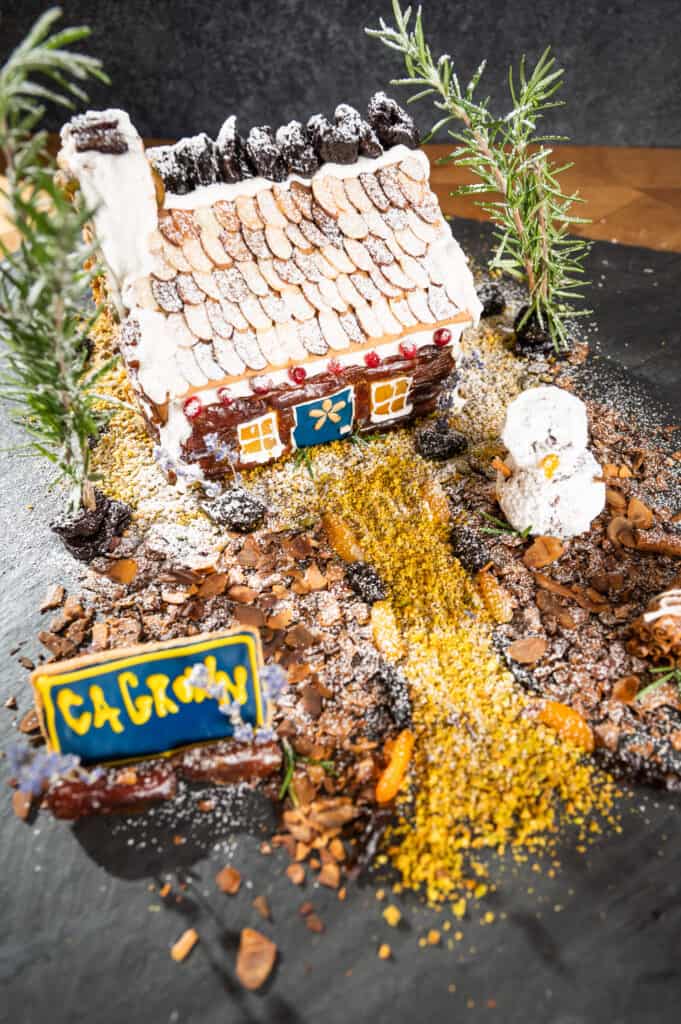 Mariani family Gingerbread House decorating ideas using dried fruits and nuts