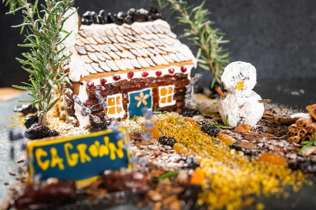 Mariani family Gingerbread House decorating ideas using dried fruits and nuts
