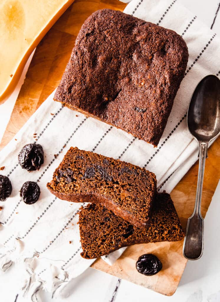 Slices of Peter Sidwell's Prune + Squash Gingerbread