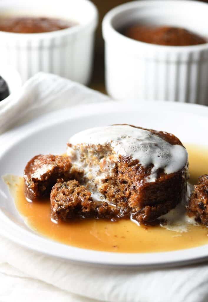 a plate of Sticky Toffee Pudding from Belly Full