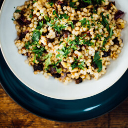 a plate of Spiced Prune Couscous from Nik Sharma