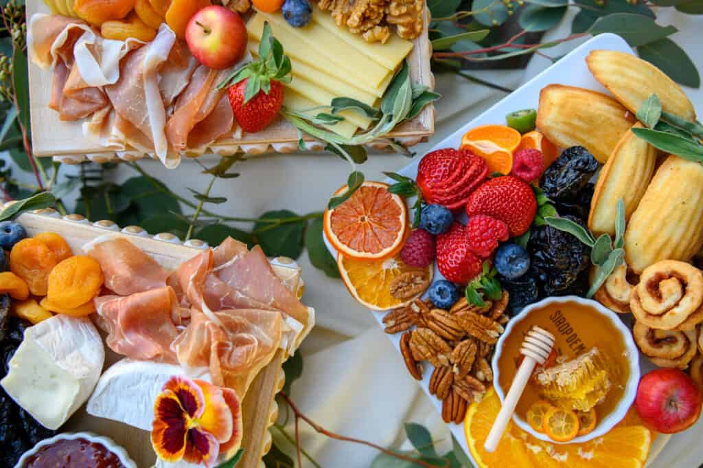 Three personal Brunch Boards created by Fig and Honey Lavish Grazing