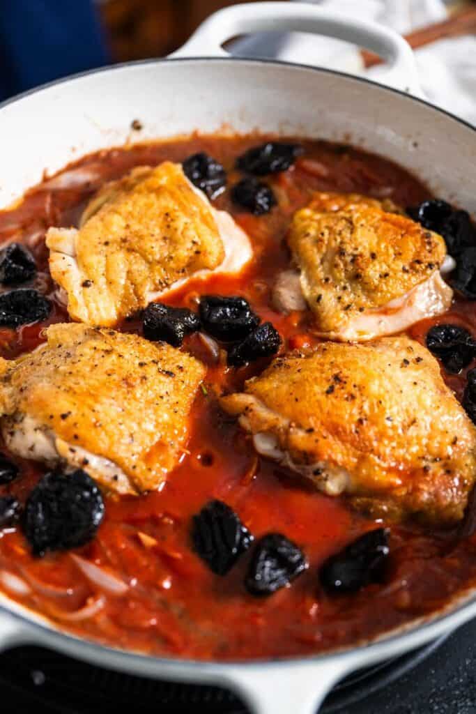 Braised Chicken Thighs with Tomatoes and Prunes 