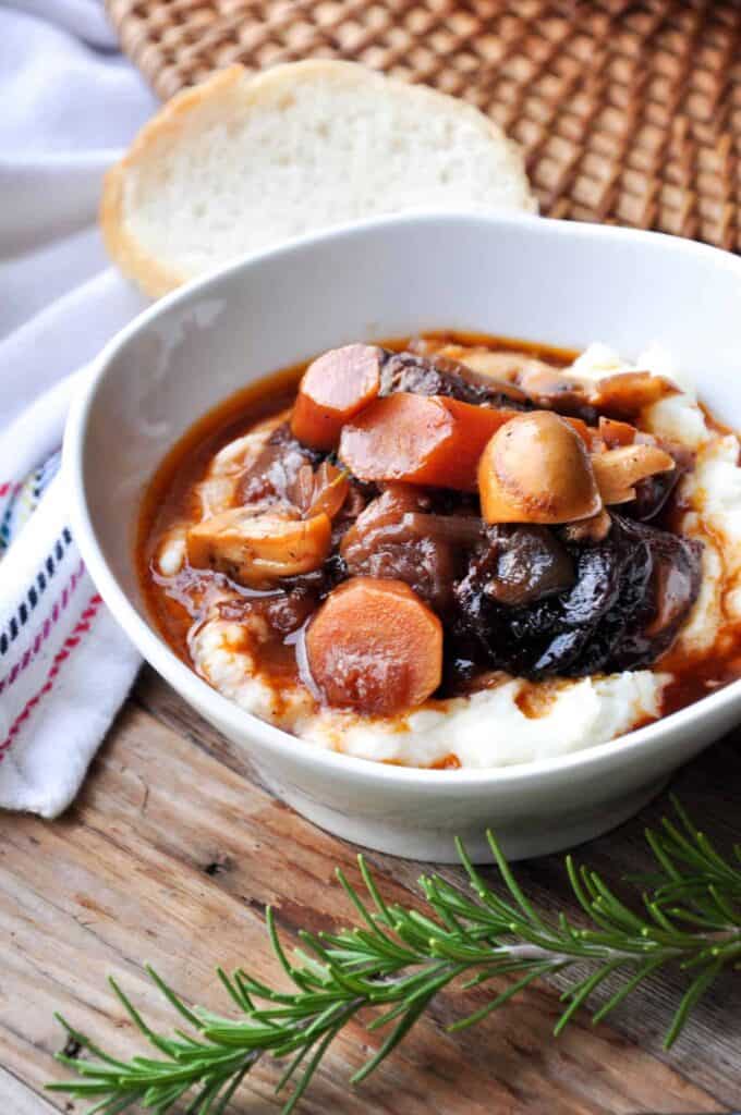 beef stew with prunes in a bowl