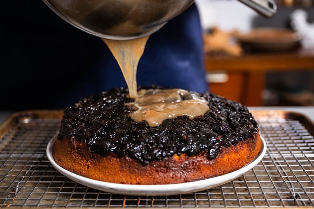 gregory gourdet's ginger cake with prune and maple glaze