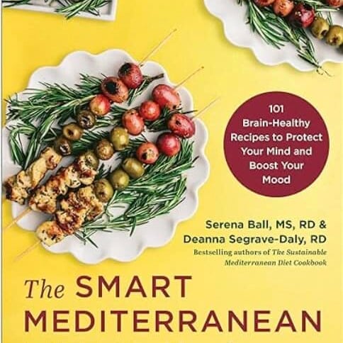 The Smart Mediterranean Diet is a new cookbook that showcases prunes' versatility Image Cookbook with skewers on the cover