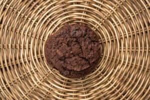 Chocolate olive oil cookie on a basket