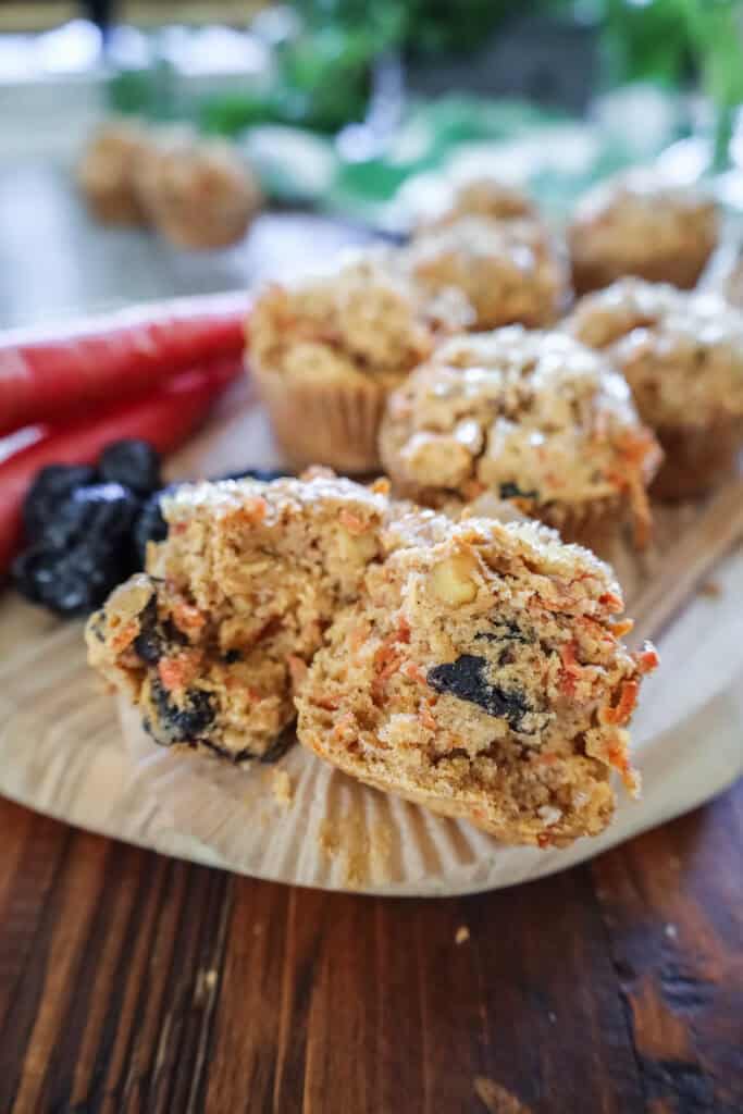 carrot cake muffins on a board