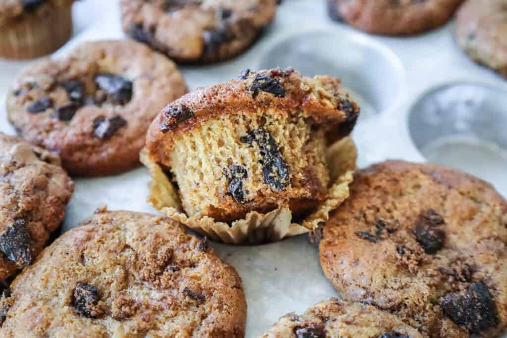 cinnamon muffins in a tin