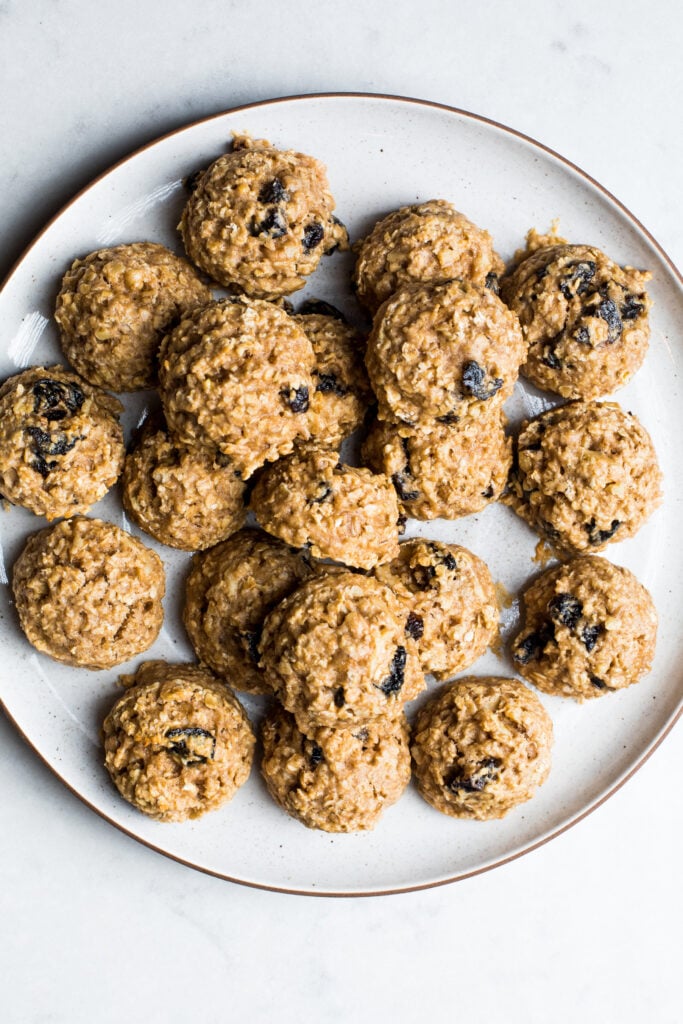 oatmeal energy balls on a white plate