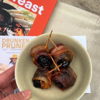 Drunken Prunes on Horseback from Firepit Feast by Diana Yen - shot at Ojai book launch event