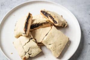 prune newtons on a white plate