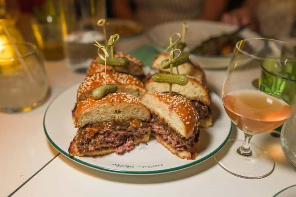 burgers with prune mostarda