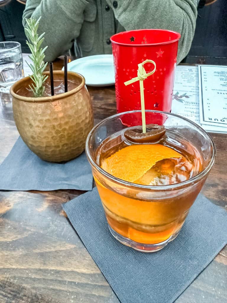 old fashioned cocktail with plum brandy