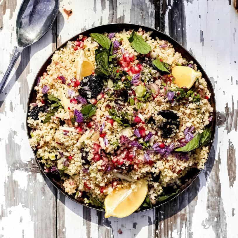 bowl of California Prune Couscous Salad by Peter Sidwell