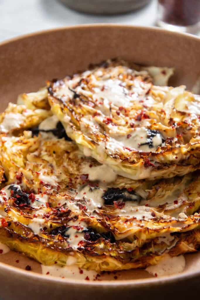 oven baked stuffed savoy cabbage on a platter