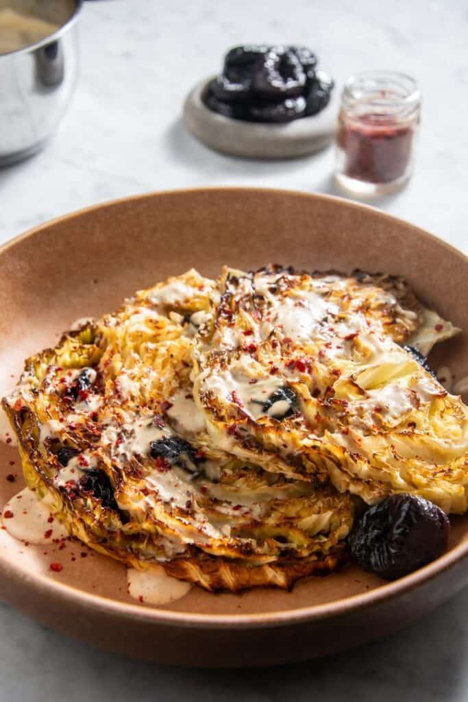 oven baked stuffed savoy cabbage on a platter