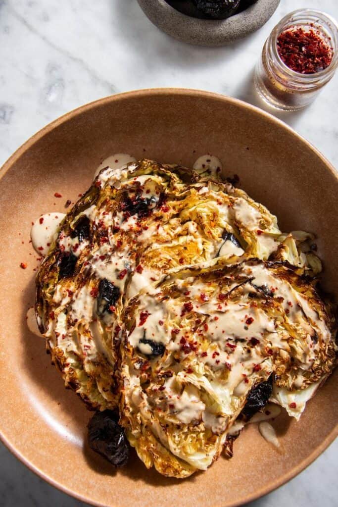 oven baked stuffed savoy cabbage on a platter