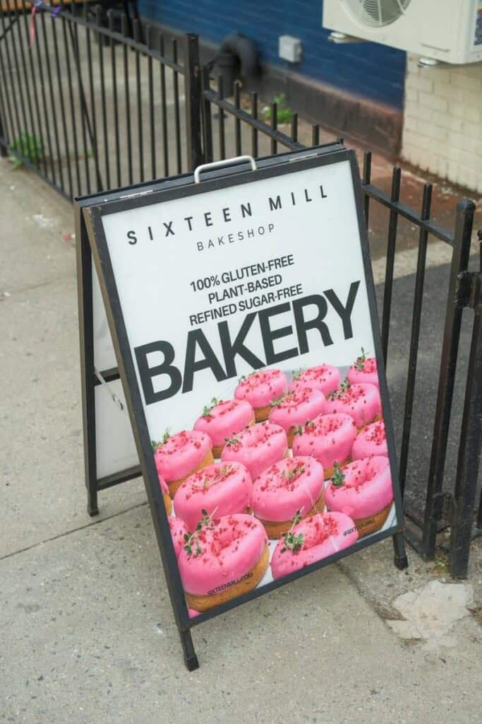 sign outside of sixteen mill bakery