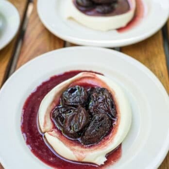 red wine prunes on top of mascarpone cream at frankies spuntino