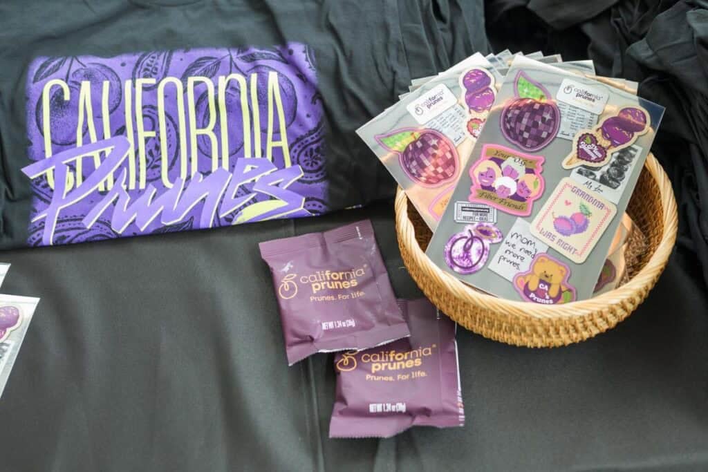table display at cherry bombe with t shirts and stickers