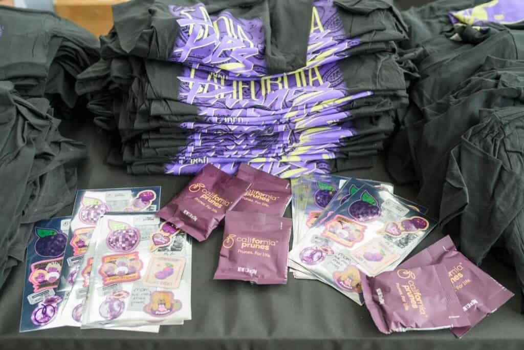table display at cherry bombe with t shirts and stickers