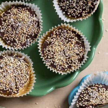 chocolate tahini cups in candy molds